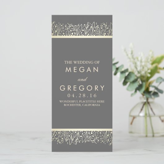 Gipskraut Gold Floral Hochzeitsprogramme Programm (Stehend Vorderseite)