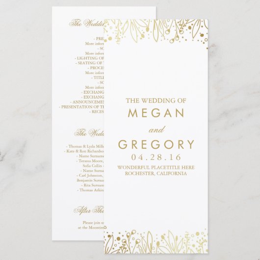 Gipskraut Gold Floral Hochzeitsprogramme Programm (Vorne/Hinten)