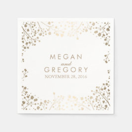 Gipskraut Gold Floral White Wedding Serviette