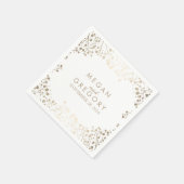 Gipskraut Gold Floral White Wedding Serviette (Ecke)