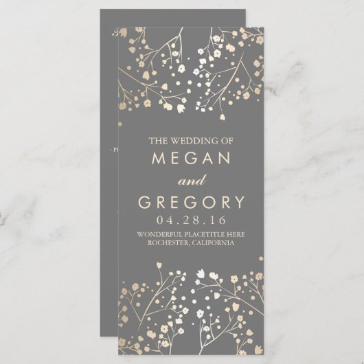 Gipskraut Gold Foil Effekt Hochzeitsprogramme Programm (Vorne/Hinten)
