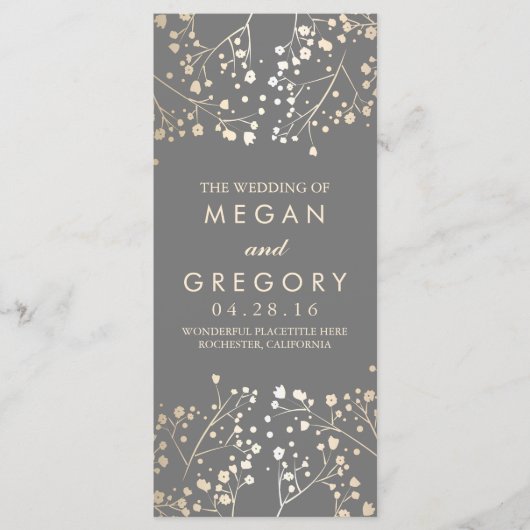 Gipskraut Gold Foil Effekt Hochzeitsprogramme Programm (Vorderseite)