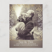 Gipskraut Gold Foil Foto Save the Date Ankündigungspostkarte (Vorderseite)