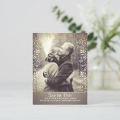 Gipskraut Gold Foil Foto Save the Date Ankündigungspostkarte (Stehend Vorderseite)