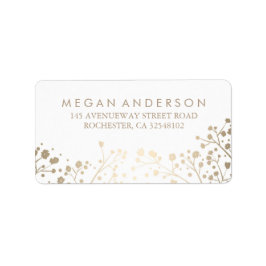 Gipskraut Gold Foil White Wedding Adressaufkleber