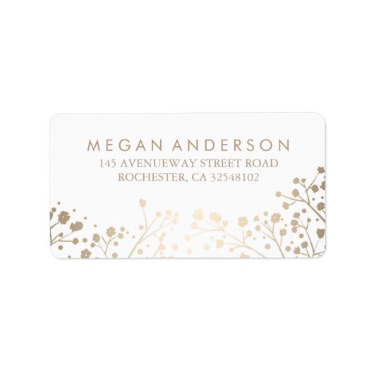Gipskraut Gold Foil White Wedding Adressaufkleber (Vorne)
