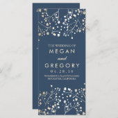 Gipskraut Gold und Navy Hochzeitsprogramme Programm (Vorne/Hinten)