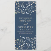 Gipskraut Gold und Navy Hochzeitsprogramme Programm (Vorderseite)