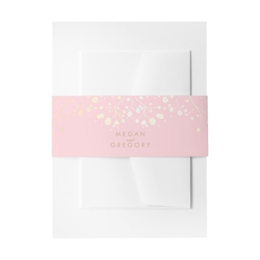Gipskraut-Gold und rosa Hochzeit Einladungsbanderole (Vorderseite Beispiel)