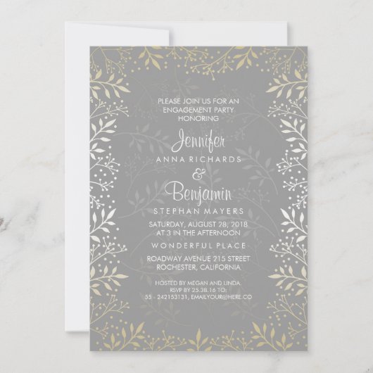 Gipskraut Gold und Silver Engagement Einladung (Vorderseite)