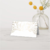 Gipskraut Gold und Weiß Elegante Hochzeit Platzkarte (Rückseite)