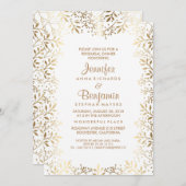 Gipskraut Gold und Weiß Probe Abendessen Einladung (Vorne/Hinten)
