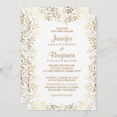 Gipskraut Gold und White Wedding Einladung (Vorne/Hinten)