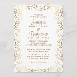 Gipskraut Gold und White Wedding Einladung