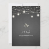 Gipskraut Grau Chalkboard & String Lights Einladung (Rückseite)