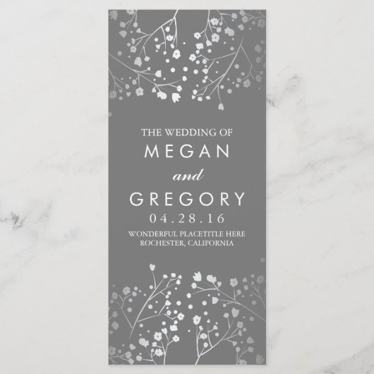 Gipskraut Gray and Silver Wedding Program Programm (Vorderseite)