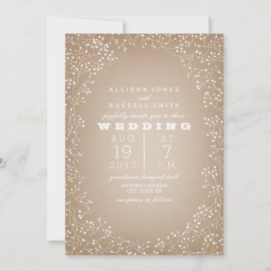 Gipskraut-GrenzCardstock inspiriertes Einladung (Vorderseite)