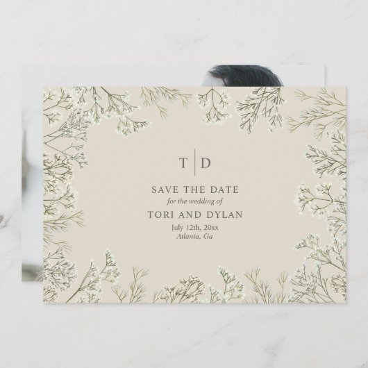Gipskraut Hochzeit speichern Sie das Date-Foto zur Save The Date (Vorne/Hinten)