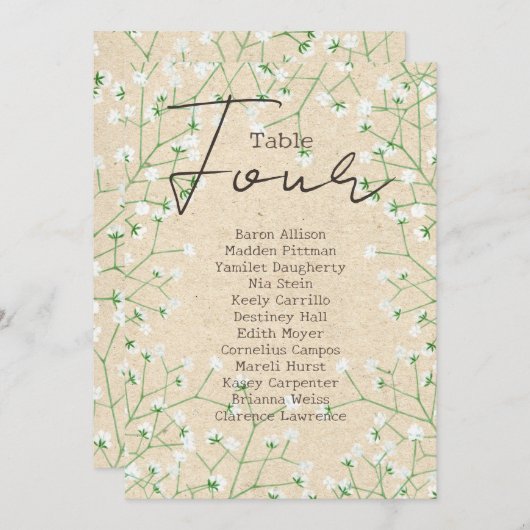 Gipskraut Hochzeit Tischnummer Seekarte 4 (Vorne/Hinten)