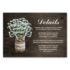 Gipskraut Hochzeitsempfang + Hotelkarten Tischnummer