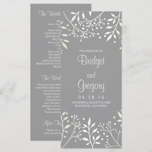 Gipskraut Hochzeitsprogramme Programm (Vorne/Hinten)