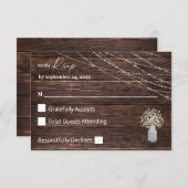 Gipskraut, Holz und Streichelleuchten RSVP Karte (Vorne/Hinten)