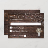 Gipskraut-, Holz- und String-Lights zu den Mahlzei RSVP Karte (Vorne/Hinten)