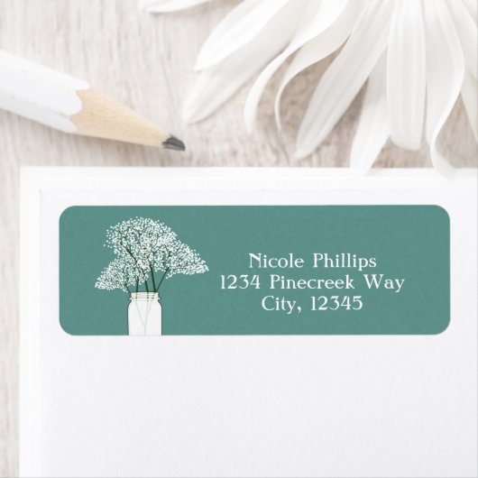 Gipskraut in Mason Jar Rustic Address Labels (Insitu)