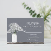 Gipskraut in Mason Jar Rustic Gray RSVP Card (Stehend Vorderseite)