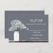 Gipskraut in Mason Jar Rustic Gray RSVP Card (Vorne/Hinten)