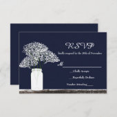 Gipskraut in Mason Jar Rustic RSVP Card (Vorne/Hinten)