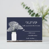 Gipskraut in Mason Jar Rustic RSVP Card Karte (Stehend Vorderseite)
