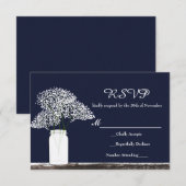 Gipskraut in Mason Jar Rustic RSVP Card Karte (Vorne/Hinten)