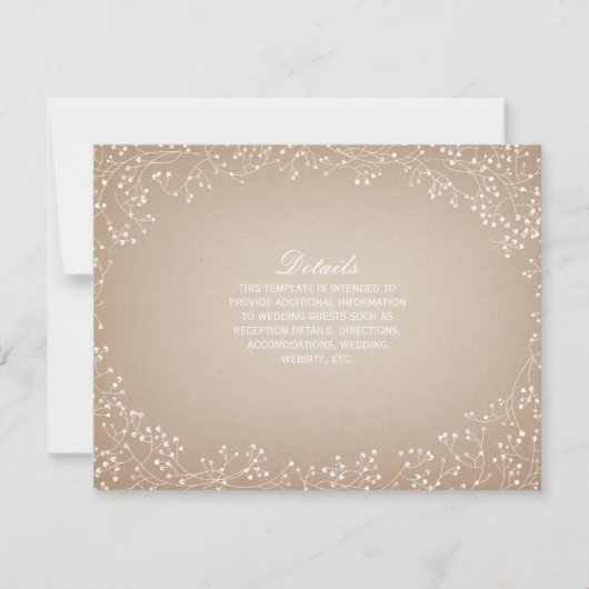 Gipskraut Inspirierte Angaben Einladung (Vorderseite)