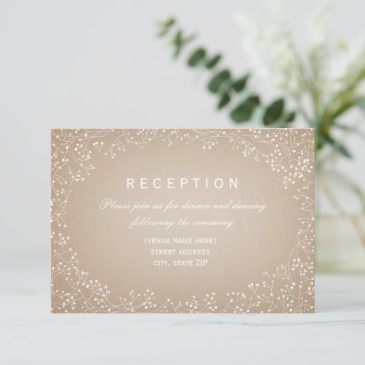 Gipskraut Inspirierter Empfang Einladung (Stehend Vorderseite)