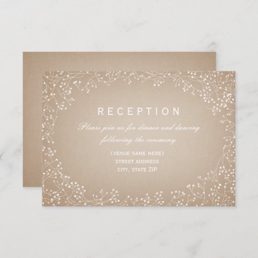 Gipskraut Inspirierter Empfang Einladung (Vorne/Hinten)