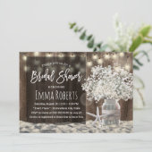 Gipskraut Jar Beach Barn Wood Brautparty Einladung (Stehend Vorderseite)