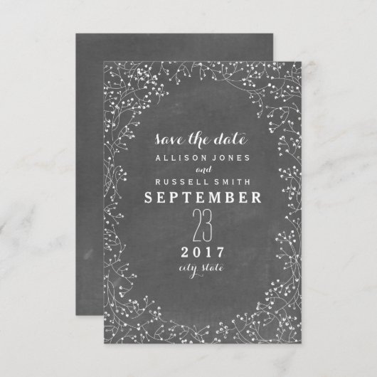 Gipskraut-Kopfplatte Save the Date Inspiriert (Vorne/Hinten)