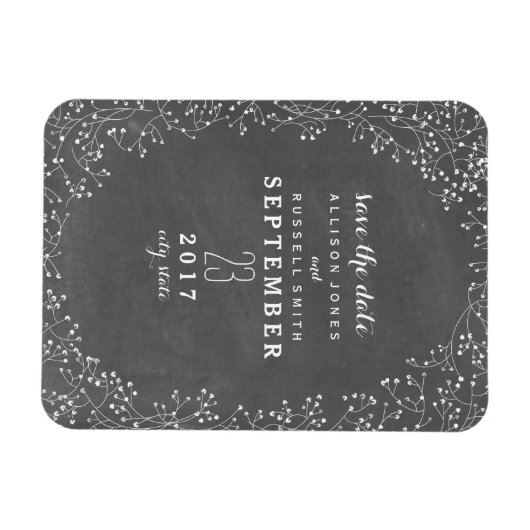 Gipskraut-Kopfplatte Save the Date Inspiriert Magnet (Horizontal)