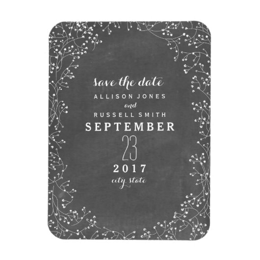 Gipskraut-Kopfplatte Save the Date Inspiriert Magnet (Vertikal)