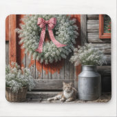 Gipskraut Kranz an einer Bauerntür Mousepad (Vorne)