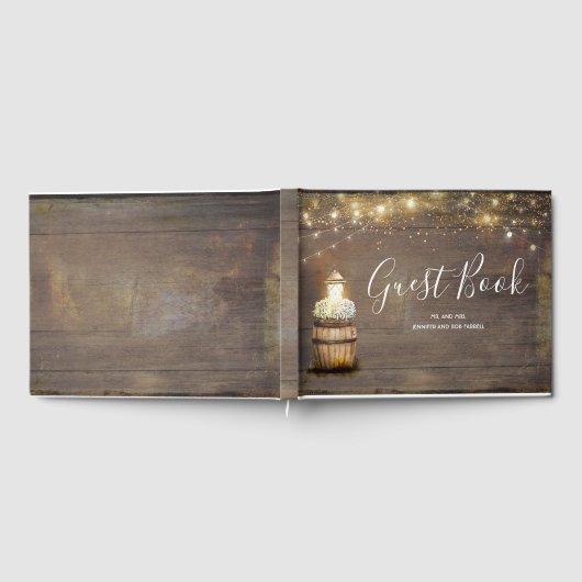 Gipskraut Lantern Rustikale Eichenholz Gästebuch (Voll)
