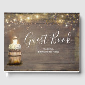 Gipskraut Lantern Rustikale Eichenholz Gästebuch (Vorderseite)