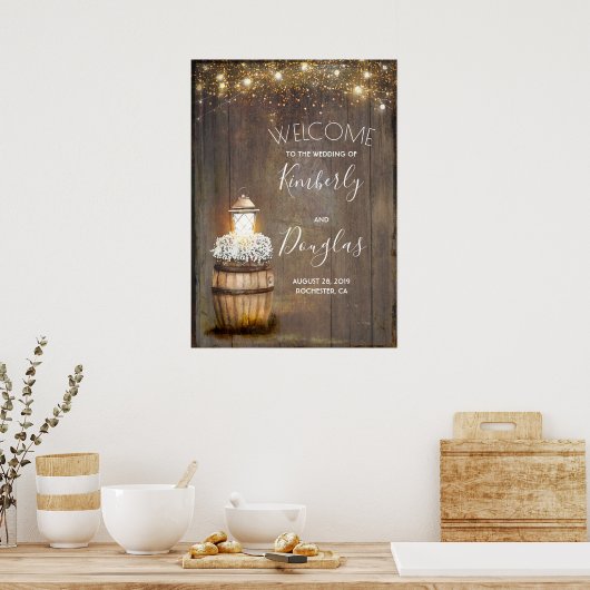 Gipskraut Lantern Rustikale Hochzeit Begrüßungszei Poster (Küche)