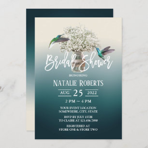 Gipskraut & Liebe Vögel Aquamarines Brautparty Einladung