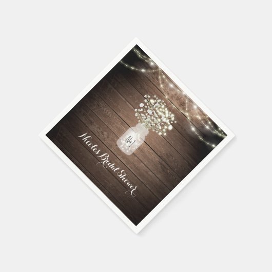 Gipskraut & Lights Rustikale Hochzeitsempfehlung Serviette (Ecke)