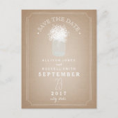 Gipskraut Mason Jar Barn Inspiriert Ankündigungspostkarte (Vorderseite)