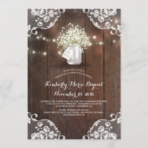 Gipskraut Mason Jar Barn Wood Graduation Party Einladung