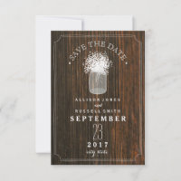 Gipskraut & Mason Jar Barn Wood Save the Date