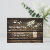 Gipskraut Mason Jar | Barn Wood Wedding RSVP (Stehend Vorderseite)